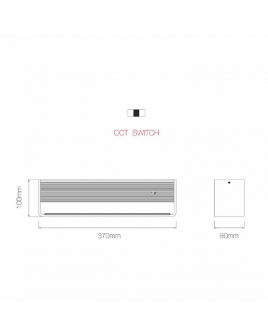 Wall light 37cm aluminum black finish LED 12W CCT Switch 2700K/3000K/4000K