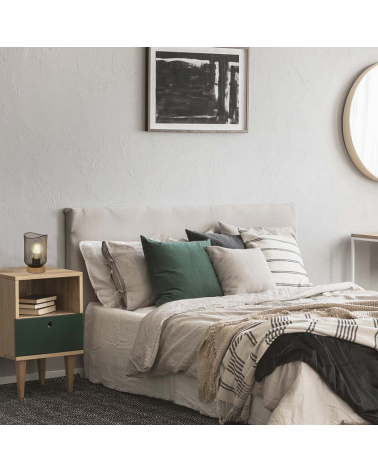 Lámpara de mesa 19,5cm pantalla metálica rejilla negra E27 60W