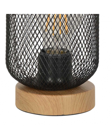 Table lamp 19.5cm metallic grid lampshade black finish E27 60W