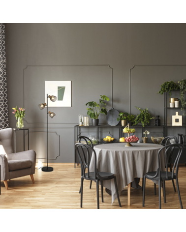 Floor lamp 153.5cm metallic screen grid black finish E14 40W