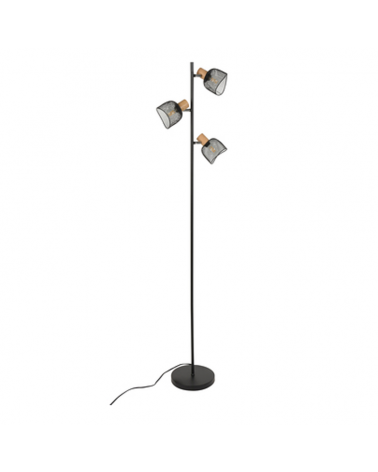 Lampara de pie 153,5cm pantalla metálica rejilla acabado negro E14 40W