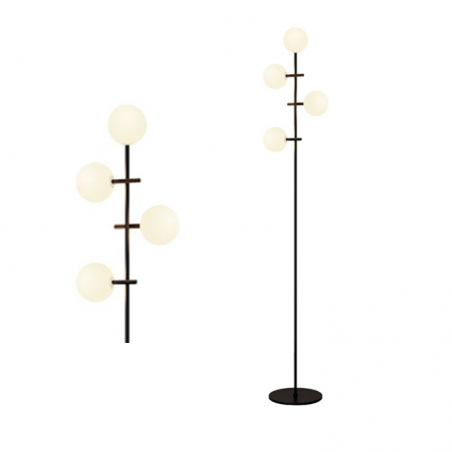 Floor lamp 148cm iron with black finish and 4 opal glass spheres 4xG4 5W