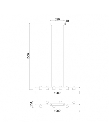 Lámpara de techo 100cm con 6 focos orientables aluminio 6xGU10