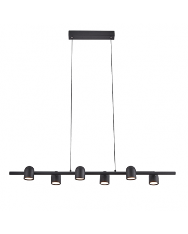 Lámpara de techo 100cm con 6 focos orientables aluminio 6xGU10