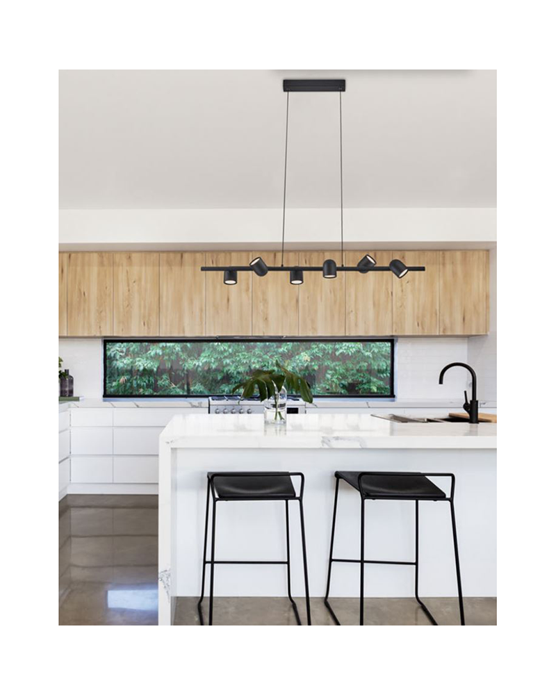 Lámpara de techo 100cm con 6 focos orientables aluminio 6xGU10