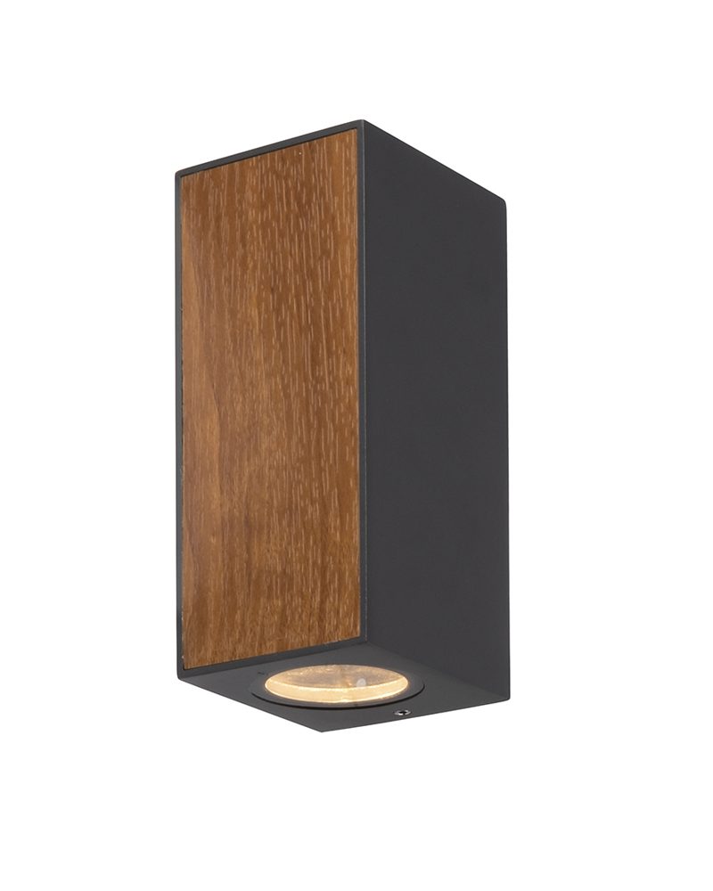Outdoor wall lamp 16.5cm height Upper and lower light 2xGU10 aluminum and wood 10W IP65