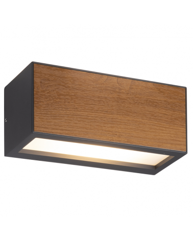 Outdoor wall light 25cm wide Upper and lower light E27 aluminum and wood 15W IP54