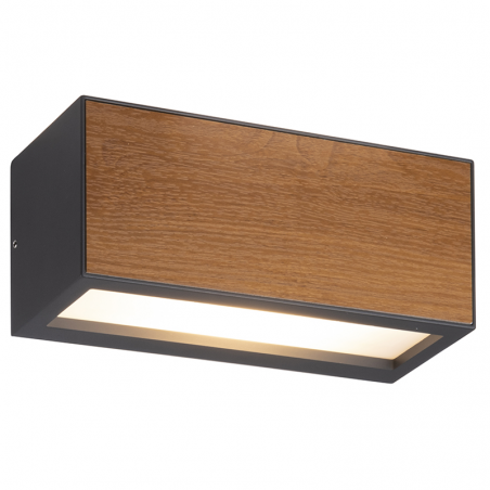 Outdoor wall light 25cm wide Upper and lower light E27 aluminum and wood 15W IP54