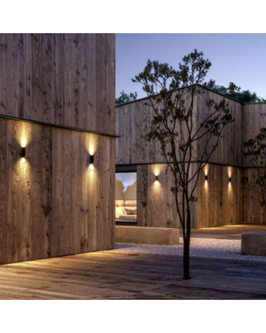 Outdoor wall lamp 16.5cm height Upper and lower light 2xGU10 aluminum and wood 10W IP65