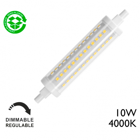 Lámpara regulable bombilla lineal 10w r7s 118mm 4000K