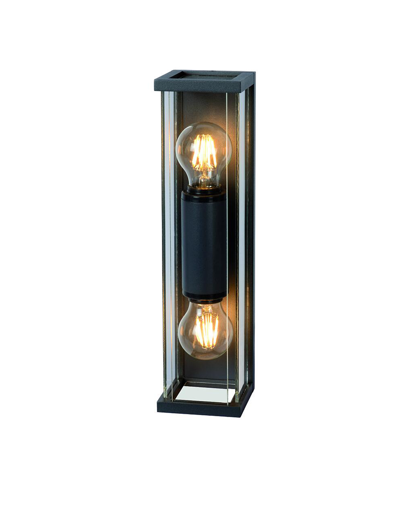 Outdoor wall lamp 36cm 2xE27 20W in aluminum and graphite-finish glass IP54
