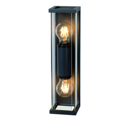 Outdoor wall lamp 36cm 2xE27 20W in aluminum and graphite-finish glass IP54