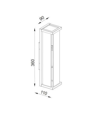 Aplique de exterior 36cm 2xE27 20W de aluminio y cristal acbado grafito IP54