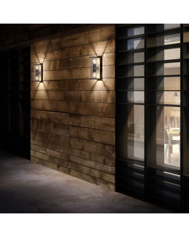 Aplique de exterior 36cm 2xE27 20W de aluminio y cristal acbado grafito IP54