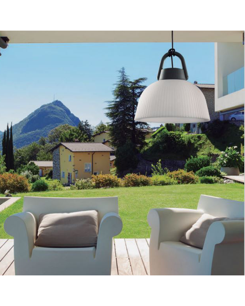 Ceiling pendant lamp 37cm in ABS aluminum polyethylene white and grey finish 20W E27 IP44