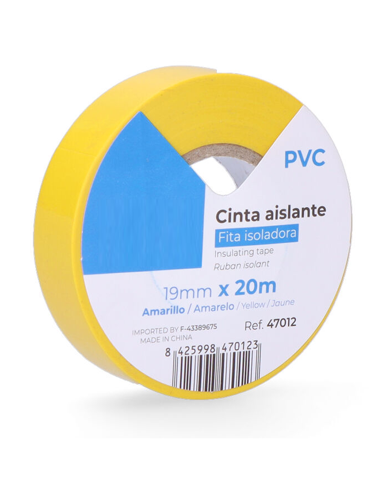 Cinta aislante amarilla 20mx219mm
