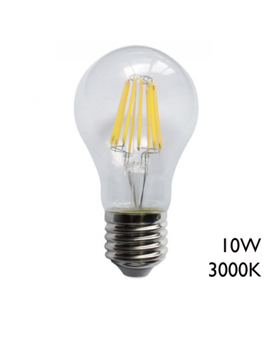 Standard light bulb LED clear filaments 10W E27 3000K 1300Lm