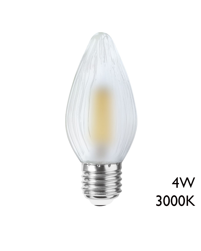 Bombilla antorcha LED filamento mate 4W E27 3000K 450Lm
