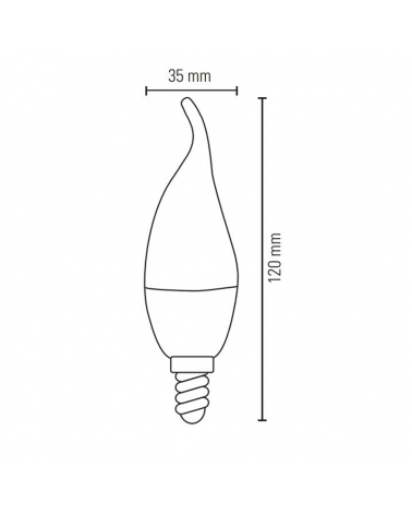 Clear twisted tip candle bulb LED 4W E14 3000K