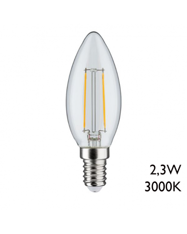 Bombilla Vela LED filamento E14 2,3W 3000K