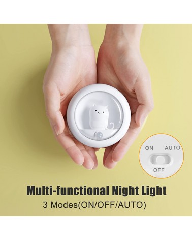 LED Magnetic pussy cat night light with motion sensor 3 lighting modes