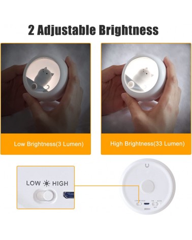 LED Magnetic pussy cat night light with motion sensor 3 lighting modes