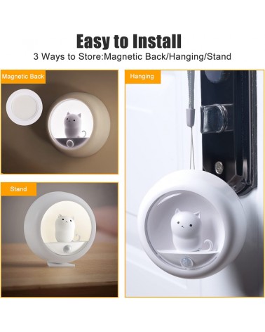 LED Magnetic pussy cat night light with motion sensor 3 lighting modes