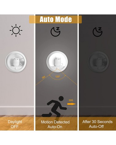 LED Magnetic pussy cat night light with motion sensor 3 lighting modes