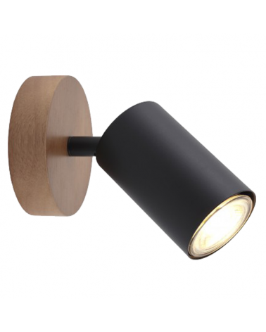 Wall lamp 9cm in metal and wood black finish GU10 50W