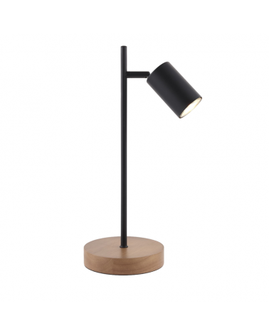 Lámpara de mesa 40cm en metal y madera acabado negro GU10 50W