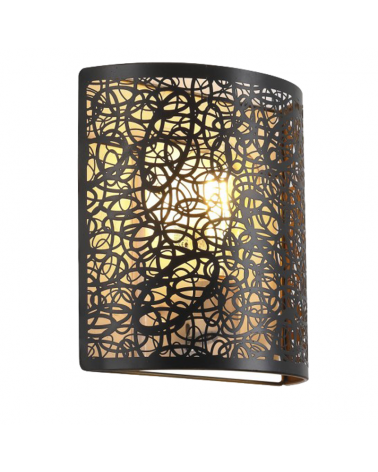 Wall light 23cm black screen inside gold curved holes 60W E27