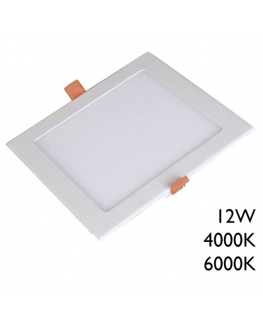 Downlight 12W LED 17cm cuadrado empotrable marco color blanco