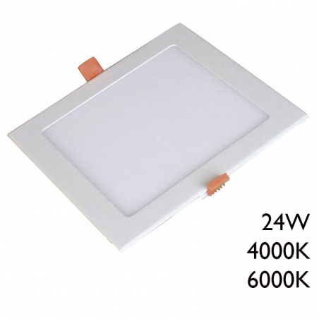 Downlight 24W LED 30cm cuadrado empotrable marco color blanco