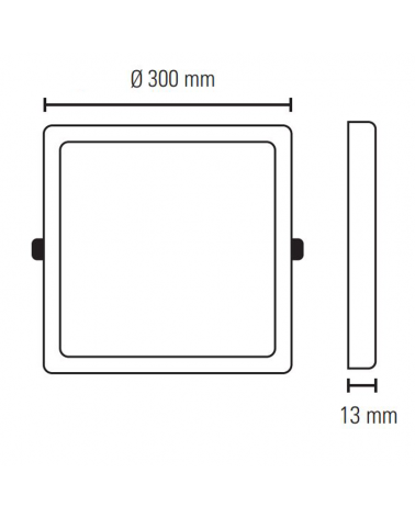 Downlight 24W LED 30cm square recessed white frame