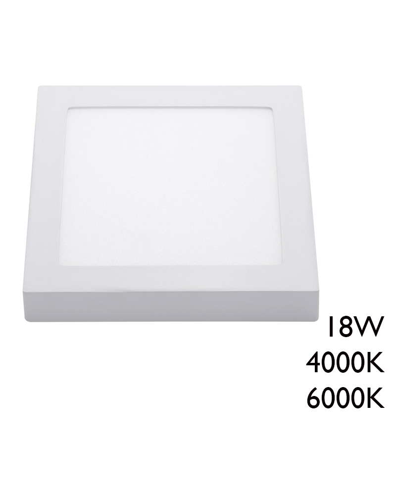 Downlight ceiling lamp 22.5cm square LED 18W with white finish surface