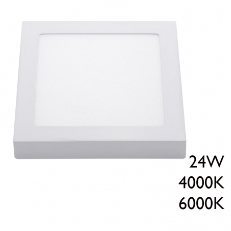 Plafón downlight 28,5cm LED 24W cuadrado de superficie acabado blanco