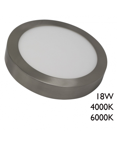 Downlight ceiling lamp22.5cm round LED 18W with nickel finish surface