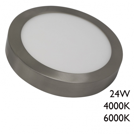 Downlight ceiling lamp 28.5cm round LED 24W with nickel finish surface