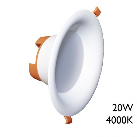 Downlight 20W LED 21,6cm redondo empotrable marco color blanco IP44