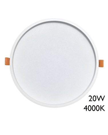 Downlight 20W LED 21cm redondo empotrable marco color blanco IP44