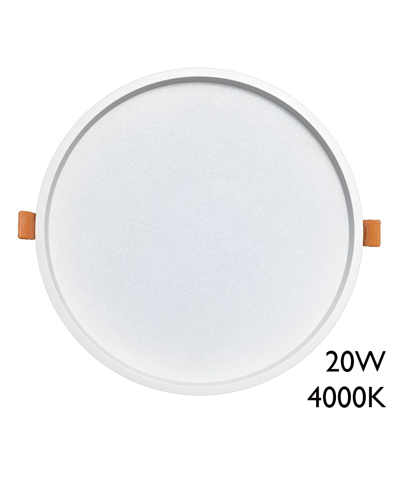 Downlight 20W LED 21cm redondo empotrable marco color blanco IP44