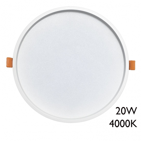 Downlight 20W LED 21cm round recessed white frame IP44
