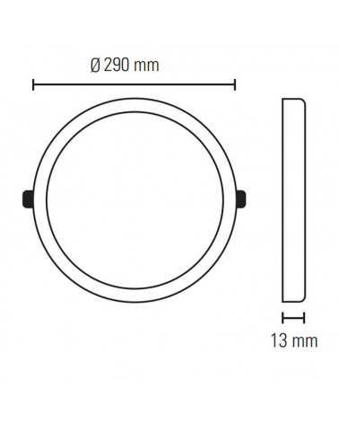 Plafón downlight 29cm LED 24W redondo de superficie o empotrable acabado blanco