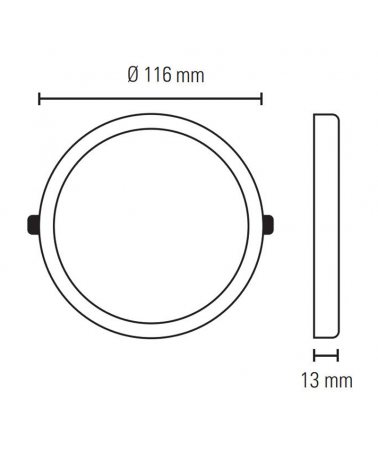 Downlight ceiling lamp 11.6cm LED 7W round, surface or recessed, white finish