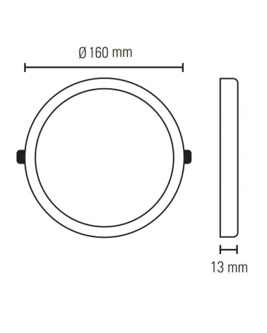Downlight ceiling lamp16cm round LED 12W surface or recessed white finish