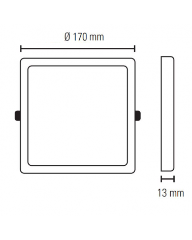Downlight 12W LED 17cm square recessed white frame