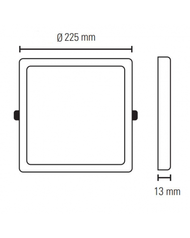 Downlight 18W LED 22.5cm square recessed white frame