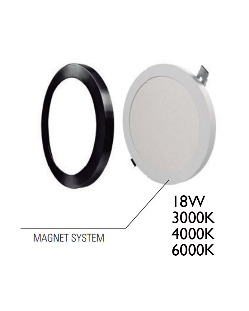 Downlight ceiling lamp 21.5cm LED 18W round surface or recessed black