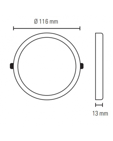 Downlight ceiling lamp 11.6cm LED 7W round surface or recessed black