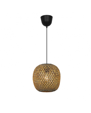 Ceiling lamp 28cm acrylic and rattan with black and natural finish E27 60W
